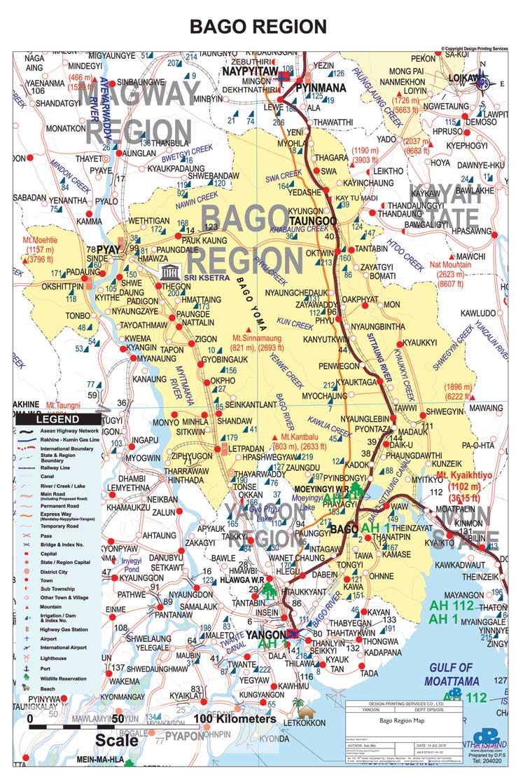 Bago State & Region Map English Version