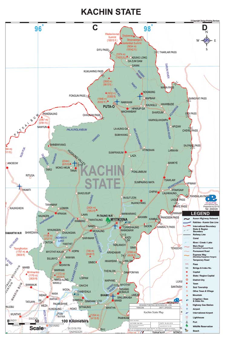 Kachin State & Region Map English Version