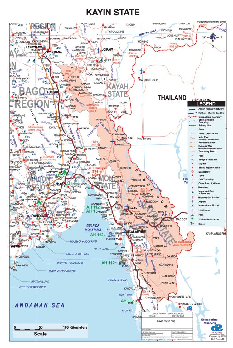 Kayin State & Region Map English Version