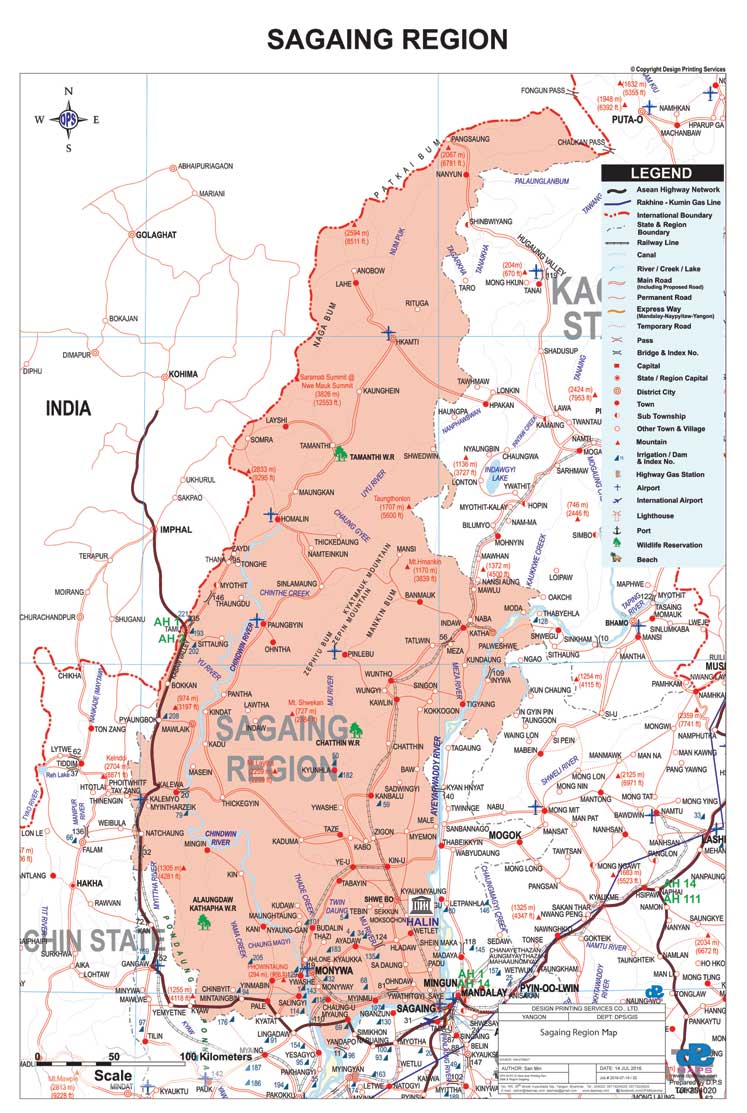 Sagaing State & Region Map English Version