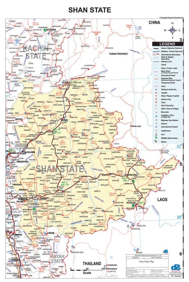 Shan State & Region Map English Version