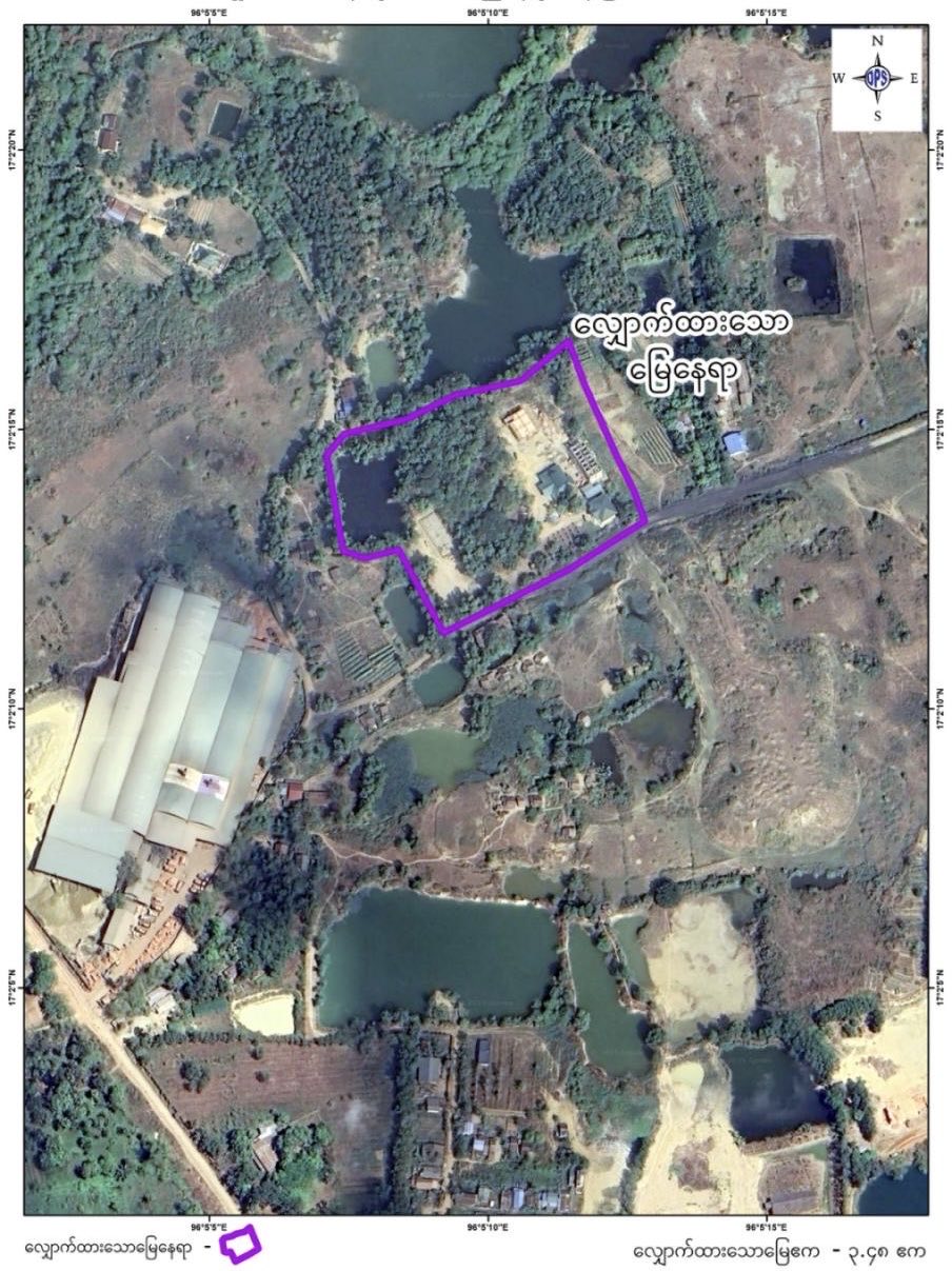 မြို့ဦးကျောင်းတိုက်​၏ တည်နေရာ အနီးပြ google map